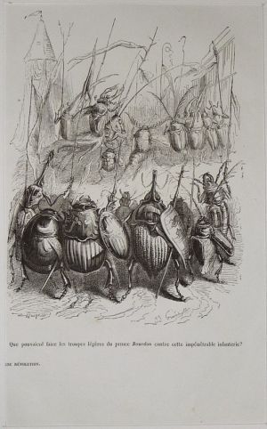 Gravure d'après J.-J. Grandville tirée de "Scènes de la vie privée et publique des animaux" (1853) : Encore une révolution