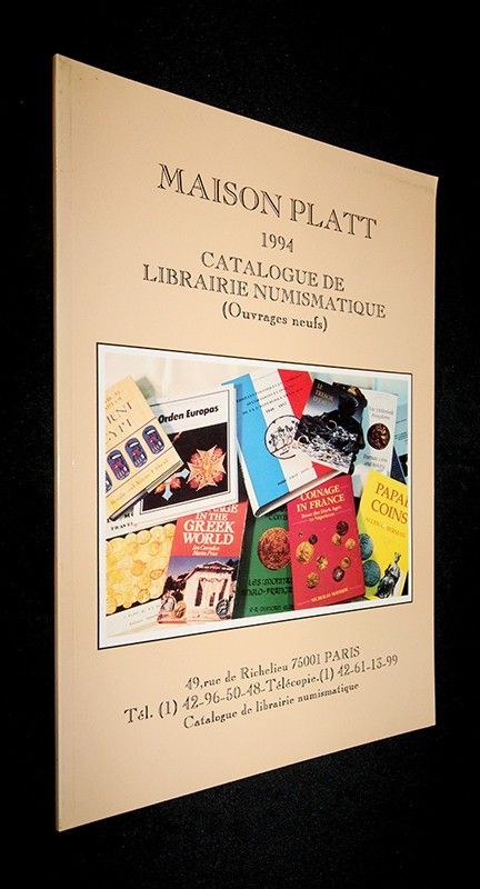 Maison Platt - Catalogue de librairie numismatique (ouvrages neufs), 1994