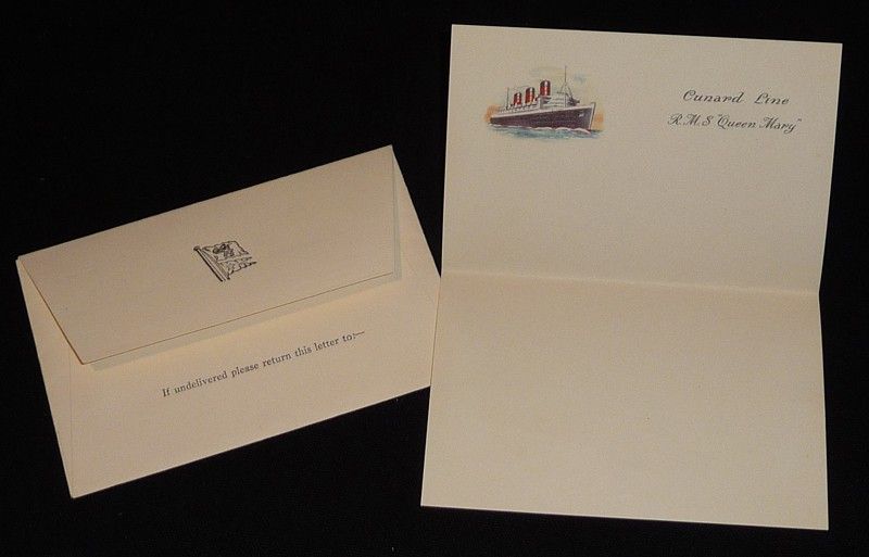 Enveloppe et papier à lettre de la Cunard Line - R.M.S. 