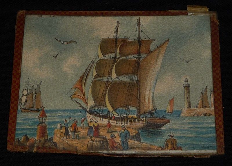 Lot de 9 cartes postales sous verre par Barday