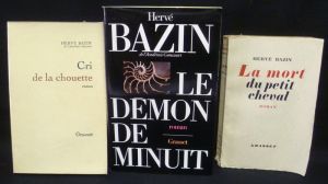 Lot de 3 ouvrages d'Hervé Bazin: La mort du petit cheval - Cri de la chouette - Le démon de minuit (3 volumes)