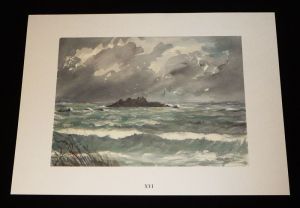 Aquarelle de Jean Vercel tirée de l'ouvrage "Les Iles Chausey" de R. Vercel : XVI. Coup de vent sur les Moines
