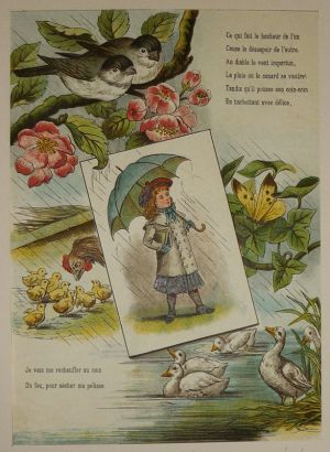 Illustration tirée de "La Gazette des enfants" (fin XIXe siècle) : La pluie
