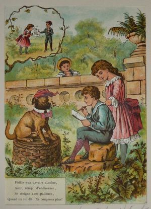 Illustration tirée de "La Gazette des enfants" (fin XIXe siècle) : Le portrait