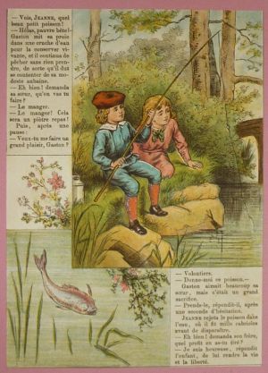 Illustration tirée de "La Gazette des enfants" (fin XIXe siècle) : La pêche