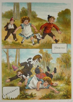 Illustration tirée de "La Gazette des enfants" (fin XIXe siècle) : Hâte-toi lentement