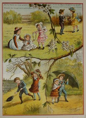 Illustration tirée de "La Gazette des enfants" (fin XIXe siècle) : Le printemps