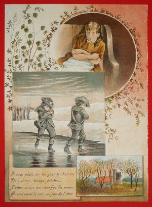 Illustration tirée de "La Gazette des enfants" (fin XIXe siècle) : Au feu de l'âtre