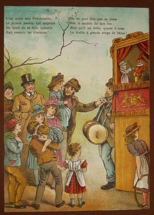 Illustration tirée de "La Gazette des enfants" (fin XIXe siècle) : Les marionnettes