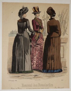 Gravure de mode XIXe siècle tirée du "Journal des Demoiselles" (novembre 1883, n°4440)