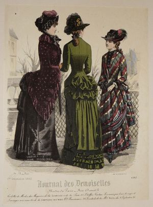 Gravure de mode XIXe siècle tirée du "Journal des Demoiselles" (décembre 1882, n°4392)