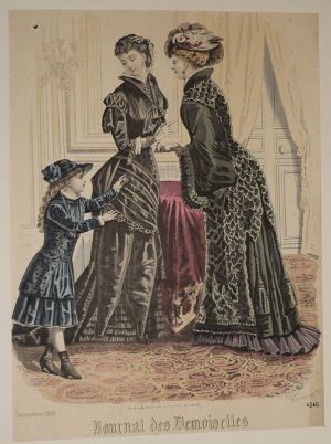 Gravure de mode XIXe siècle tirée du "Journal des Demoiselles" (décembre 1881, n°4340)