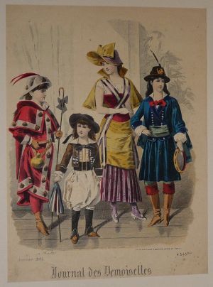 Gravure de mode XIXe siècle tirée du "Journal des Demoiselles" (janvier 1882, n°4345 bis)