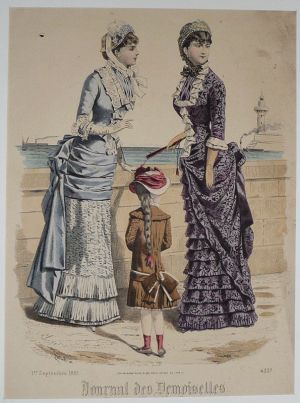 Gravure de mode XIXe siècle tirée du "Journal des Demoiselles" (septembre 1881, n°4327)