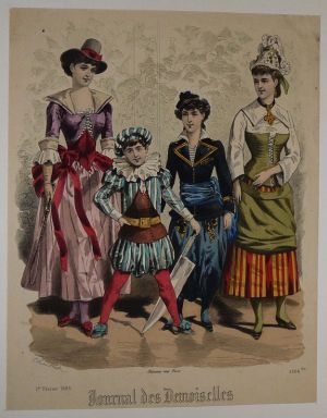 Gravure de mode XIXe siècle tirée du "Journal des Demoiselles" (février 1885, n°4506 bis)