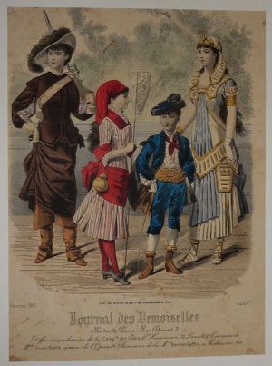 Gravure de mode XIXe siècle tirée du "Journal des Demoiselles" (février 1881, n°4297 bis)