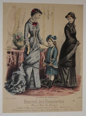 Gravure de mode XIXe siècle tirée du "Journal des Demoiselles" (janvier 1881, n°4292)