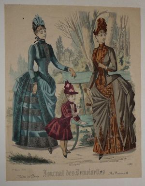Gravure de mode XIXe siècle tirée du "Journal des Demoiselles" (mars 1886, n°4562)