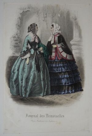 Gravure de mode XIXe siècle tirée du "Journal des Demoiselles" (n°XI, 21 année)