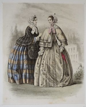 Gravure de mode XIXe siècle tirée du "Journal des Demoiselles" (n°IX)