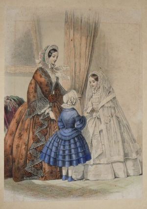 Gravure de mode XIXe siècle tirée du "Moniteur de la mode"