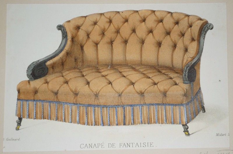 Litho XIXe siècle : Canapé de fantaisie (L'Ameublement, collection simple)