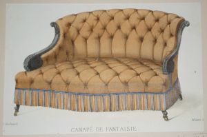 Litho XIXe siècle : Canapé de fantaisie (L'Ameublement, collection simple)