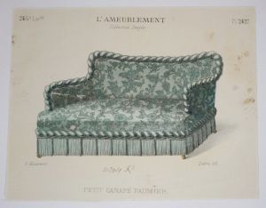 Litho XIXe siècle : Petit canapé Paumier (L'Ameublement, collection simple)