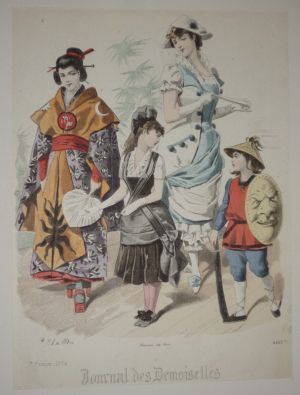 Gravure de mode XIXe siècle tirée du "Journal des Demoiselles" (février 1884, n°4453 bis)