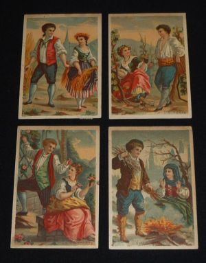 Lot de 4 chromos XIXe : Saisons