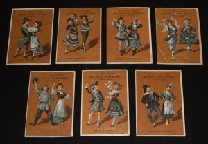 Lot de 7 chromos de la Maison Au Progrès, Beauvais : Danses