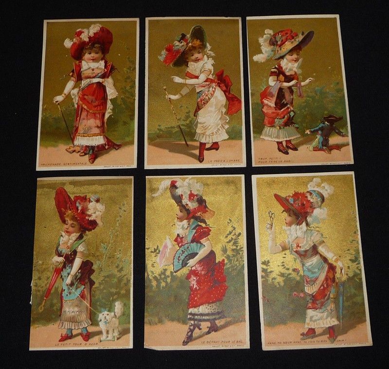Lot de 6 chromos XIXe : Enfants costumés
