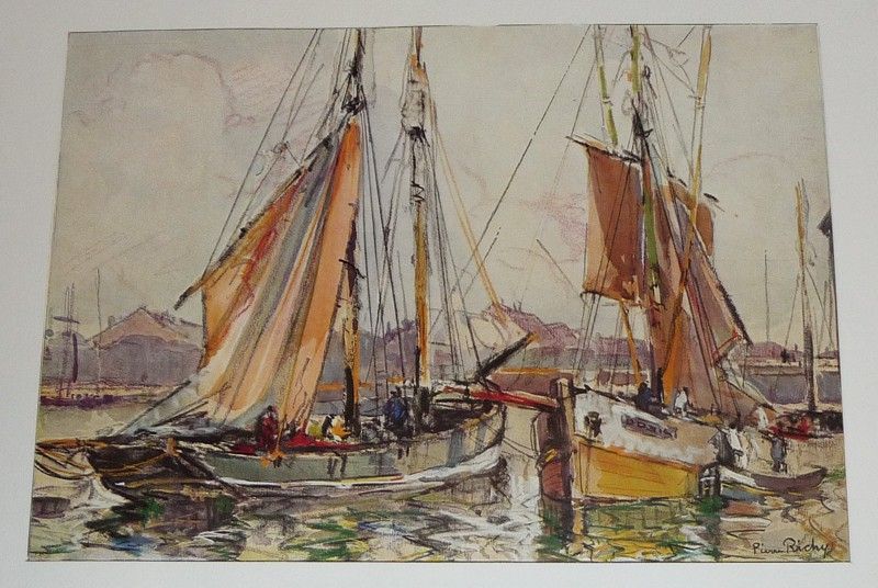 Illustration de Pierre Richy : Thonier et caboteur au port de Concarneau
