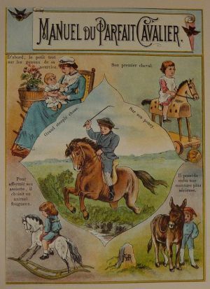 Illustration tirée de "La Gazette des enfants" (fin XIXe siècle) : Manuel du petit cavalier