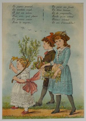 Illustration tirée de "La Gazette des enfants" (fin XIXe siècle) : Procession printanière