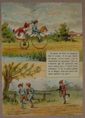 Illustration tirée de "La Gazette des enfants" (fin XIXe siècle) : Le poney de Paul