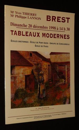 Thierry & Lannon : Tableaux modernes - Ecoles bretonnes, Ecole de Pont-Aven, Groupe de Concarneau, Ecole de Paris (Brest, 20 décembre 1998)