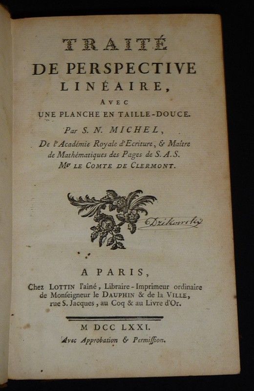 Traité de perspective linéaire - Traité de la mesure des bois - Tarif des proportions que doivent avoir les bois de construction, arrêté à Brest le premier décembre 1718