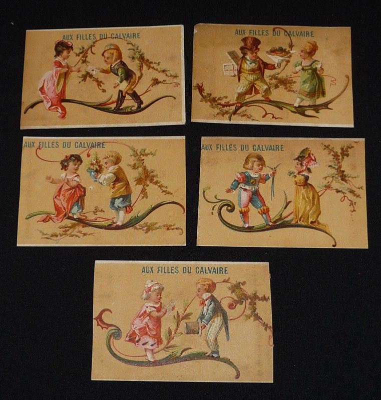 Lot de 5 chromos : Aux Filles du Calvaire