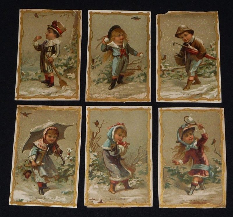 Lot de 6 chromos : Scènes hivernales