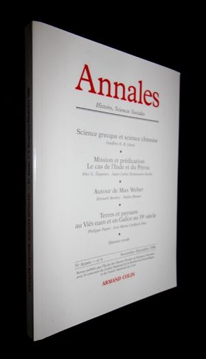 Annales Histoire, Sciences Sociales, 51e Année, n°6 (Novembre-Décembre 1996) : Science grecque et science chinoise, Mission et prédication, Le cas de l'Inde et du Pérou, Autour de Max Weber, Terres et paysans au Viêt-nam et en Galice au 19e siècle