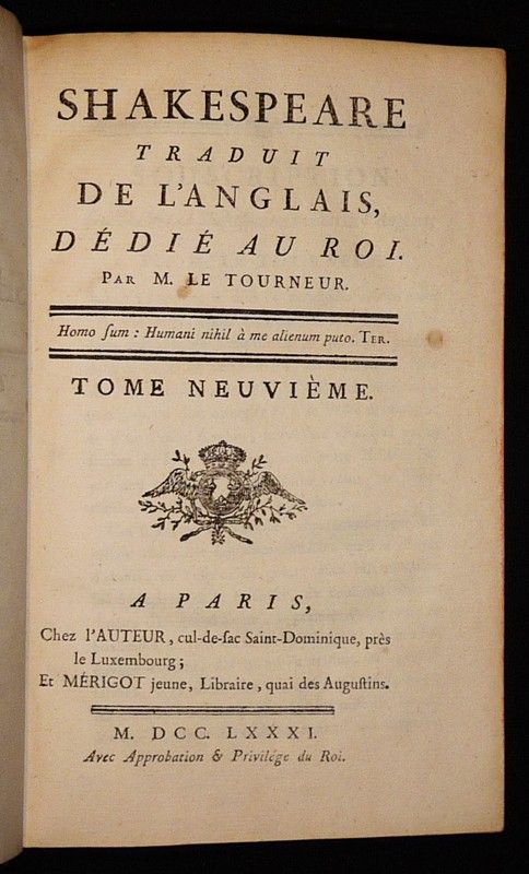 Shakespeare traduit de l'anglais, dédié au roi par M. Le Tourneur (Tome 9)