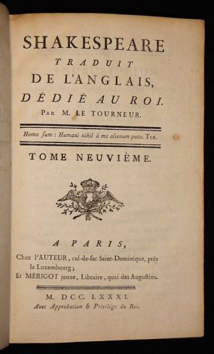 Shakespeare traduit de l'anglais, dédié au roi par M. Le Tourneur (Tome 9)