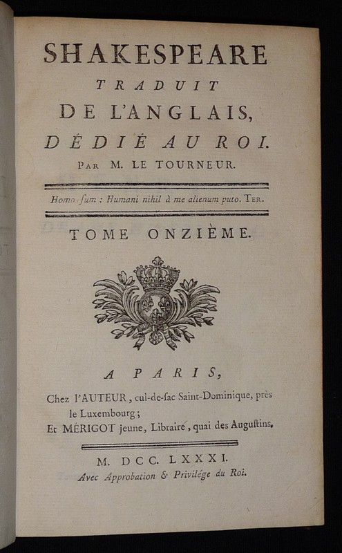 Shakespeare traduit de l'anglais, dédié au roi par M. Le Tourneur (Tome 11)