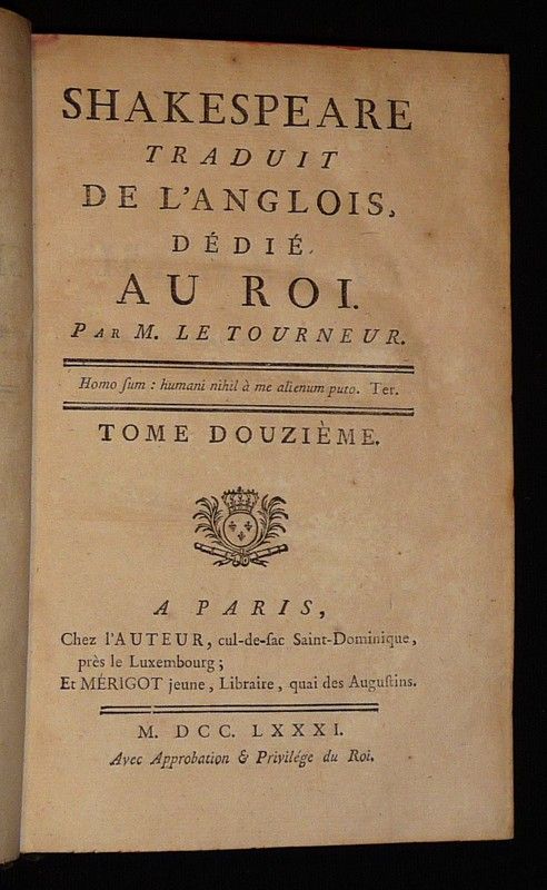 Shakespeare traduit de l'anglais, dédié au roi par M. Le Tourneur (Tome 12)