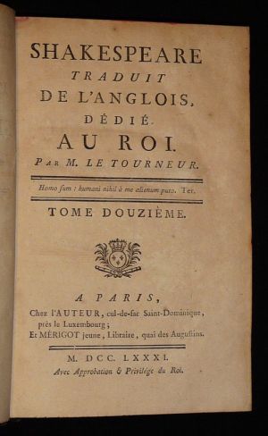 Shakespeare traduit de l'anglais, dédié au roi par M. Le Tourneur (Tome 12)