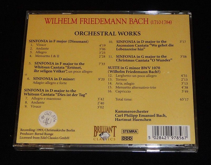 Wilhelm Friedeman Bach - Orchestral Works (CD) 