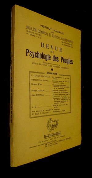 Revue de psychologie des peuples n°4, 8e année, 3e trimestre 1953