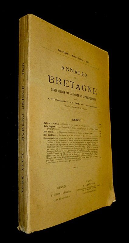 Annales de Bretagne, Tome XLVII - n° unique, 1940