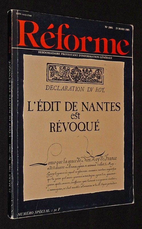 Réforme (n°2084, 23 mars 1985) : La révocation de l'Edit de Nantes